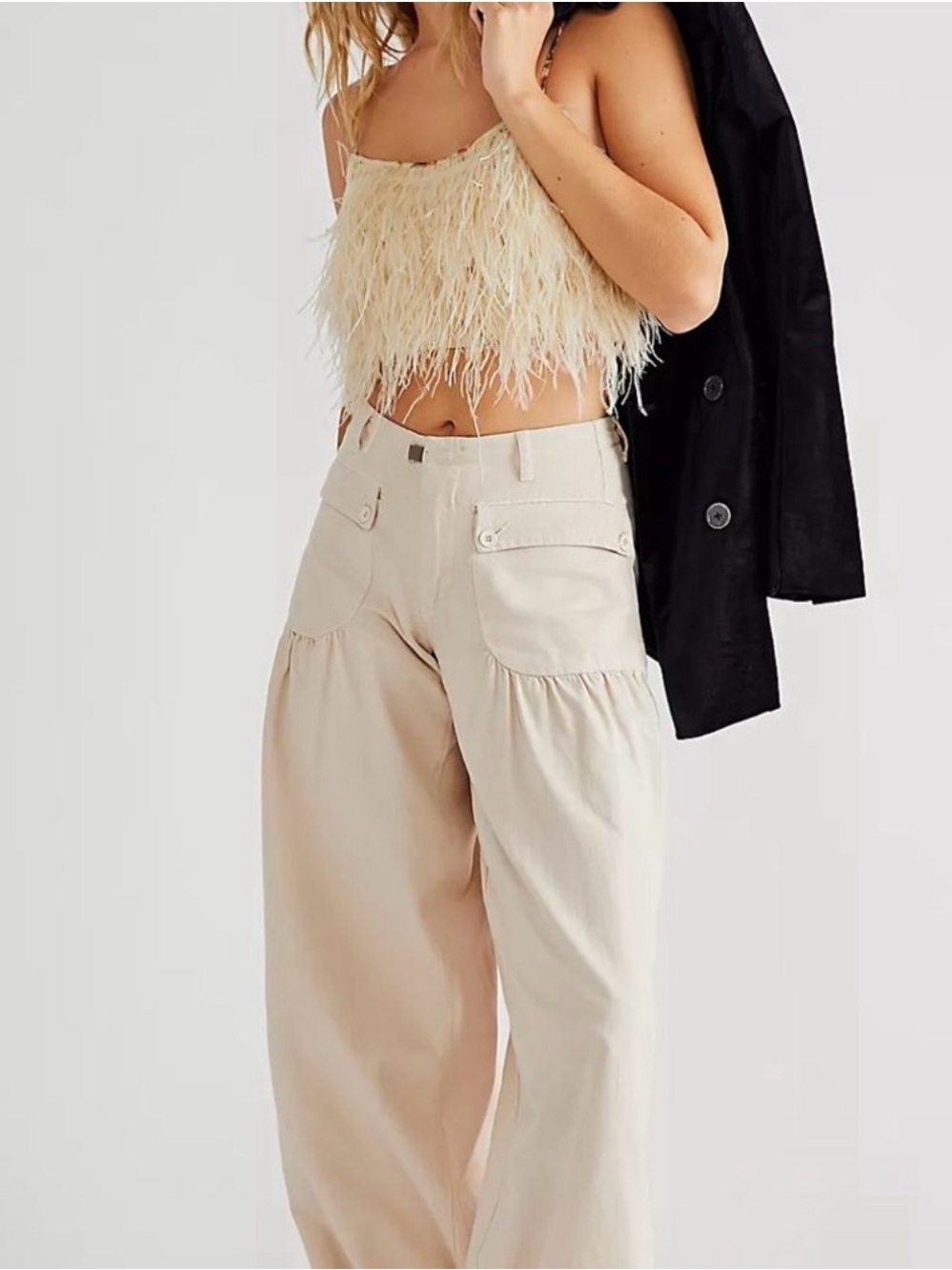 LOVESHACKFANCY Dusty Crop Feather Cami Top Size Small Party Cocktails Night Out